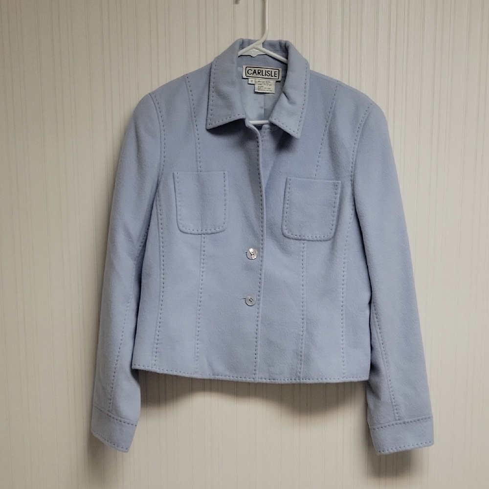 Carlisle Powder Blue Angora/wool Jacket, Sz 10 quiet luxury old money office